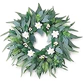 Petalivebioom-Outdoor Wreath for Front Door 22 Inch Artificial Wreath All Season Hanging Decoration for Porch, Wall, Farmhouse, Indoor,Artificial Eucalyptus Wreaths