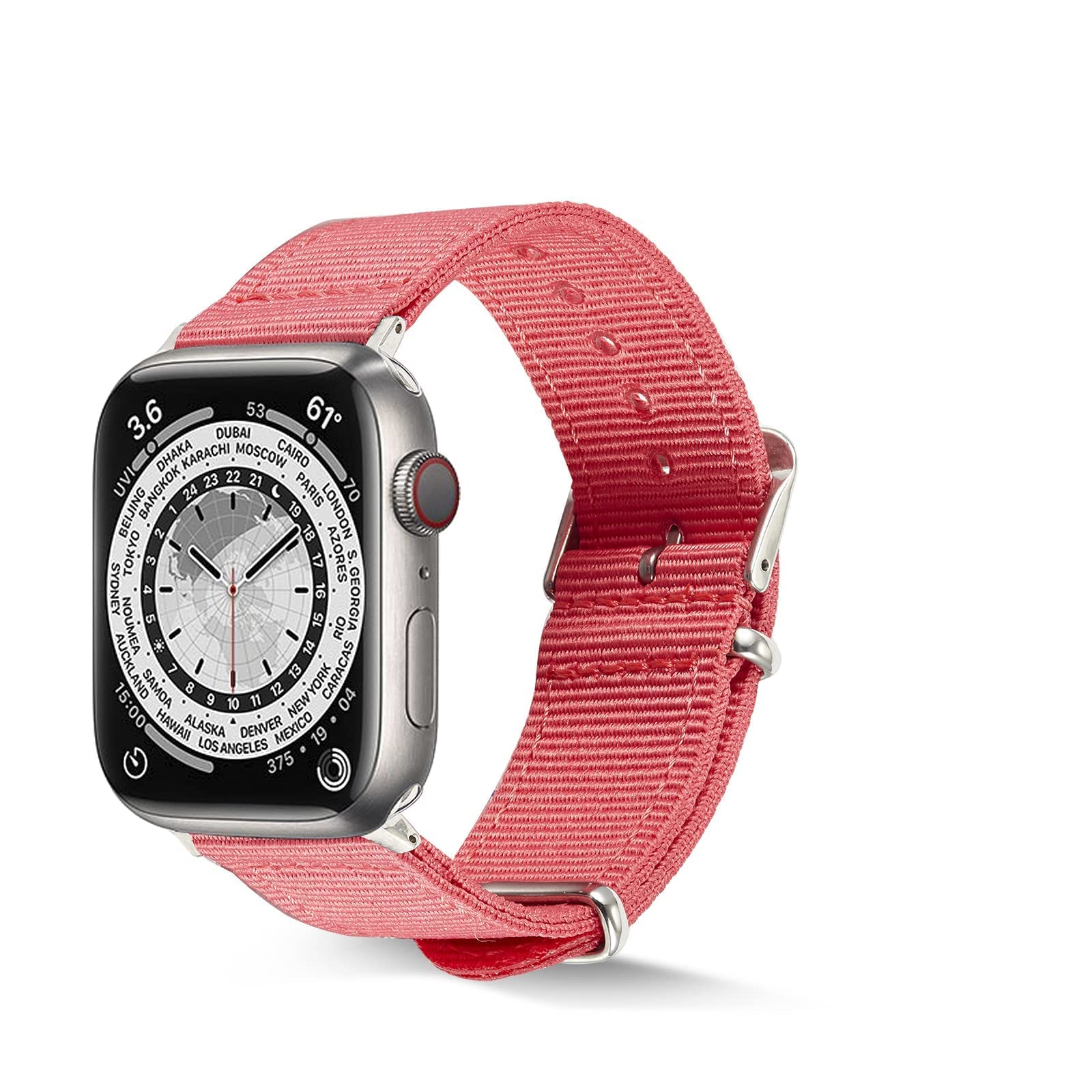 YOUR STORY - BUNDLE Premium Nylon Fabric Band NATO Style Smartwatch Replacement Compatible with Apple Watch Strap 38mm/40mm 42mm/44mm (For 38/40mm Apple Watch, BoldPink&StripeBlue/White/Pink&SP38mm)