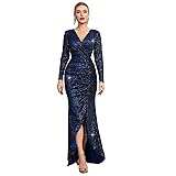 TOLEEN Women's V-Neck Sequin Dress Sparkly Glitter