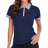 Little Beauty Womens Golf Shirt Short Sleeve Collared Polo Shirts for Women Zip Up Dry Fit Workout Tops