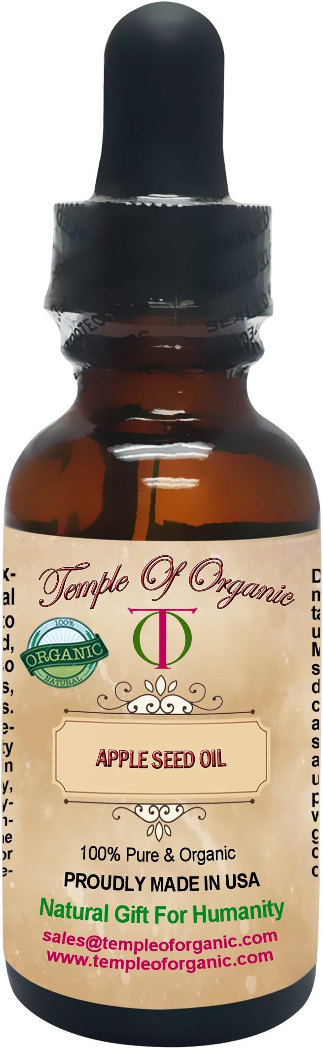Organic APPLE SEED OIL 1 oz 100% Pure Unrefined Cold Pressed Extra Virgin Pharmaceutical Top Grade A Hair Regrowth Body Skin Nails By Temple Of Organic