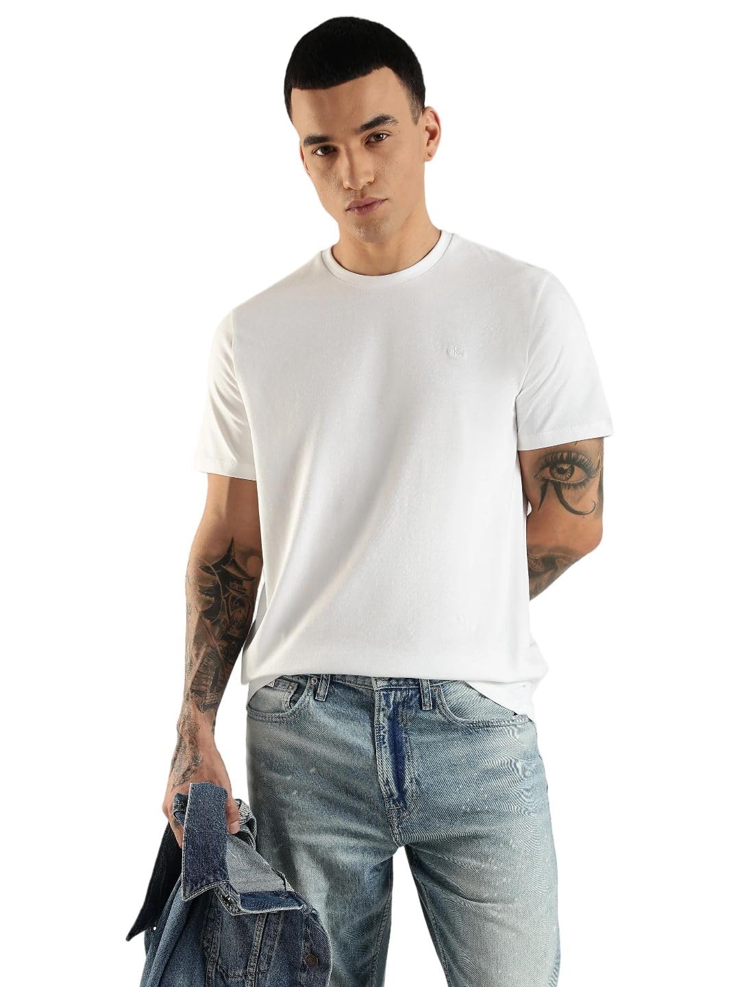 Calvin Klein Men’s Smooth Cotton Solid Crewneck T-Shirt Bright White