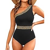 Talisea One Shoulder One Piece Swimsuits - Women Tummy Control Bathing Suit with Tie Knot Swimwear Full Coverage