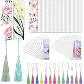 50 Sets Sublimation Blank Bookmarks with Clear Bookmark Sleeves Tassels and Self-Sealing Bags, Heat Transfer Metal Aluminum DIY Bookmark with Hole for Crafts Reading School Office Supplies