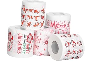 ROMISBABA 5 Rolls Christmas Toilet Paper Bulk Pack Colorful Cartoon Printed Tissue Paper for Bathroom Kitchen