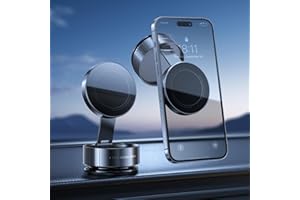 CODEYO Vacuum Magnetic Phone Holder, Vacuum Magnetic Phone Stand, 360 Foldable and Retractable Double-Sided, Folding Swivel Stand, Vacuum Suction Phone Holder for Car Mirror Gym Shower, Black