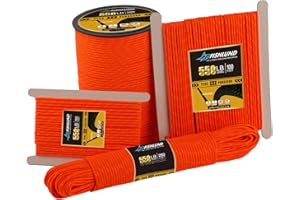 FISHLUND Reflective Paracord 550 lb, 7 Strand Type III Paracord Rope 50ft 4mm, High Strength Nylon Parachute Cord for Camping, Survival, Fishing, Tactical and Hiking, Neon Orange