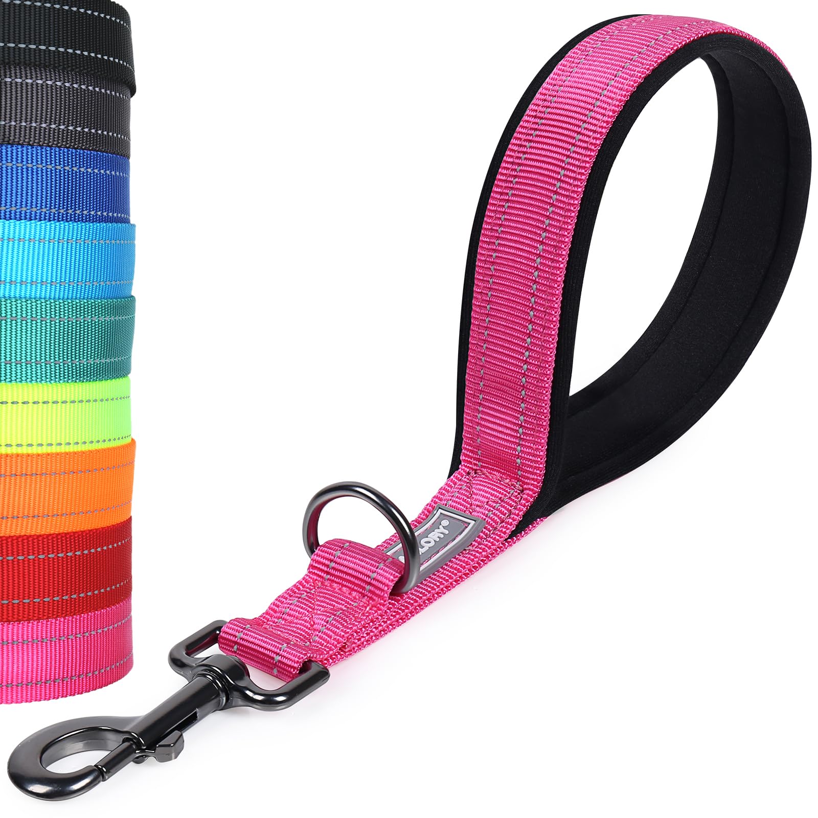 VIVAGLORY Short Dog Lead Closerok Traffic Leash for Dog with Soft Padded Handle for Training & Walking, 32cm, Pink — image 1