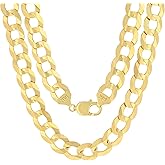 Nuragold 14k Real Yellow Gold Solid Cuban Curb Link 12.5mm Chain Necklace (20"-30") Italian Jewelry for Men