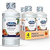 Pedialyte Electrolyte Water With Zero Sugar | Hydration With Key Electrolytes | Hydration Low in Calories | Peach Perfection, 1 Liter, Pack of 4