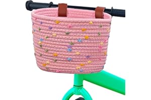 MKUERO Kids Bike Basket for Boys and Girls, Children's Bicycle Basket Woven With Sisal Rope, Cute Decorative Accessories for Balance Bikes and Scooters