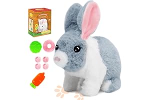 Bilinott Bunny Toys for Kids, Realistic Rabbit Toys with Jumping Action, Wiggling Ears, Twitching Mouth and Nose, Ideal Easter Gifts for Toddlers Kids Aged 3 4 5 6 Years Old
