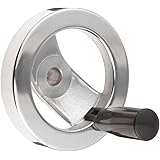 2 Spoked Polished Aluminum Dished Hand Wheel with Handle, 4" Diameter 1/2" Hole Diameter (Pack of 1)