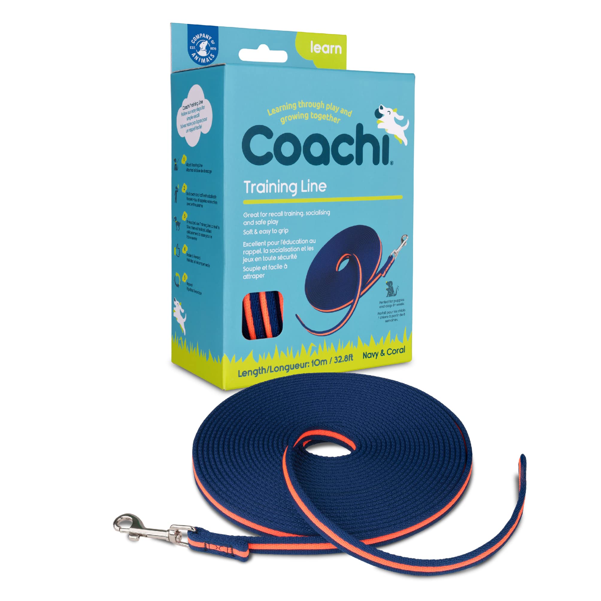 Coachi Training Line 10m, Safe Recall Training Outdoors, Dog & Puppy Socialisation, Lightweight, Soft to hold, Perfect for Stopping Chasing. Suitable for Medium & Large Dogs & Puppies — image 1