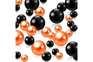 LUERBI Black Orange Halloween Vase Filler | 150PCS Pearls Bead for Centerpieces Vases | 8/14/20 mm No Hole Beads, Fake Pearls for Wedding Birthday Theme Party Table Centerpieces Decor