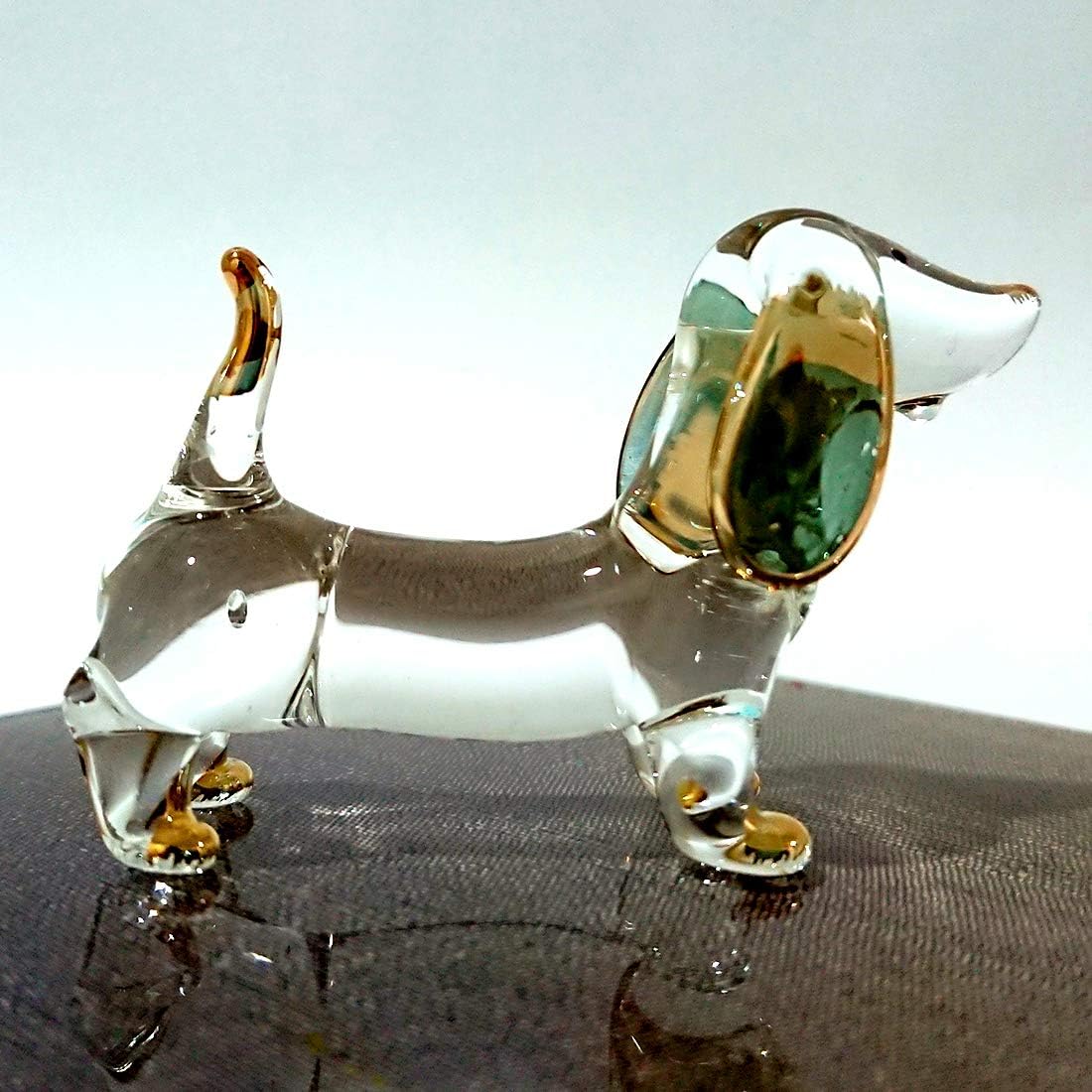 Tiny 1 14 Glass Dachshund Dog Figurine Handmade Hand Blown Animal Figure Collectible Murano Art