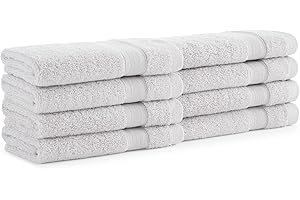 Aston & Arden Solid Turkish Washcloths - Set of 8 - Extra Soft & Plush with Finest Long-Staple Aegean Cotton, 600 GSM, Luxury Towel for Spa, Hotel, and Bathroom, 13 x 13, Weathered Grey