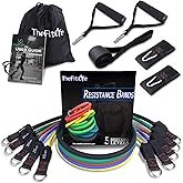 TheFitLife Exercise and Resistance Bands Set - 5 Fitness stackable up to 110/150/200/250/300 lbs Workout Tubes for Indoor and