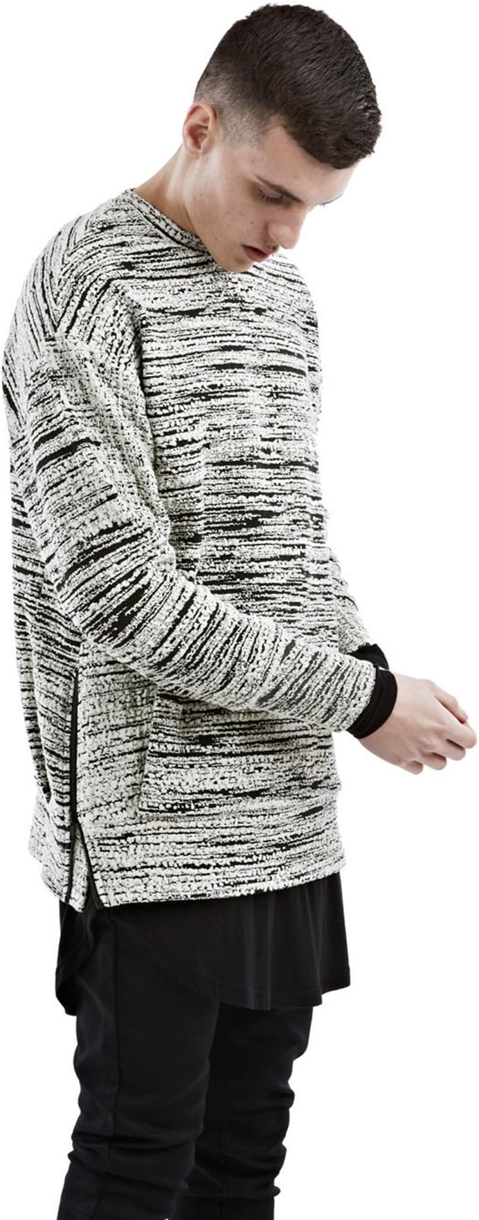 OLRIK Men's Hipster Hip Hop Hoodies Long Sleeve Side Zipper Sweatshirt Pullover