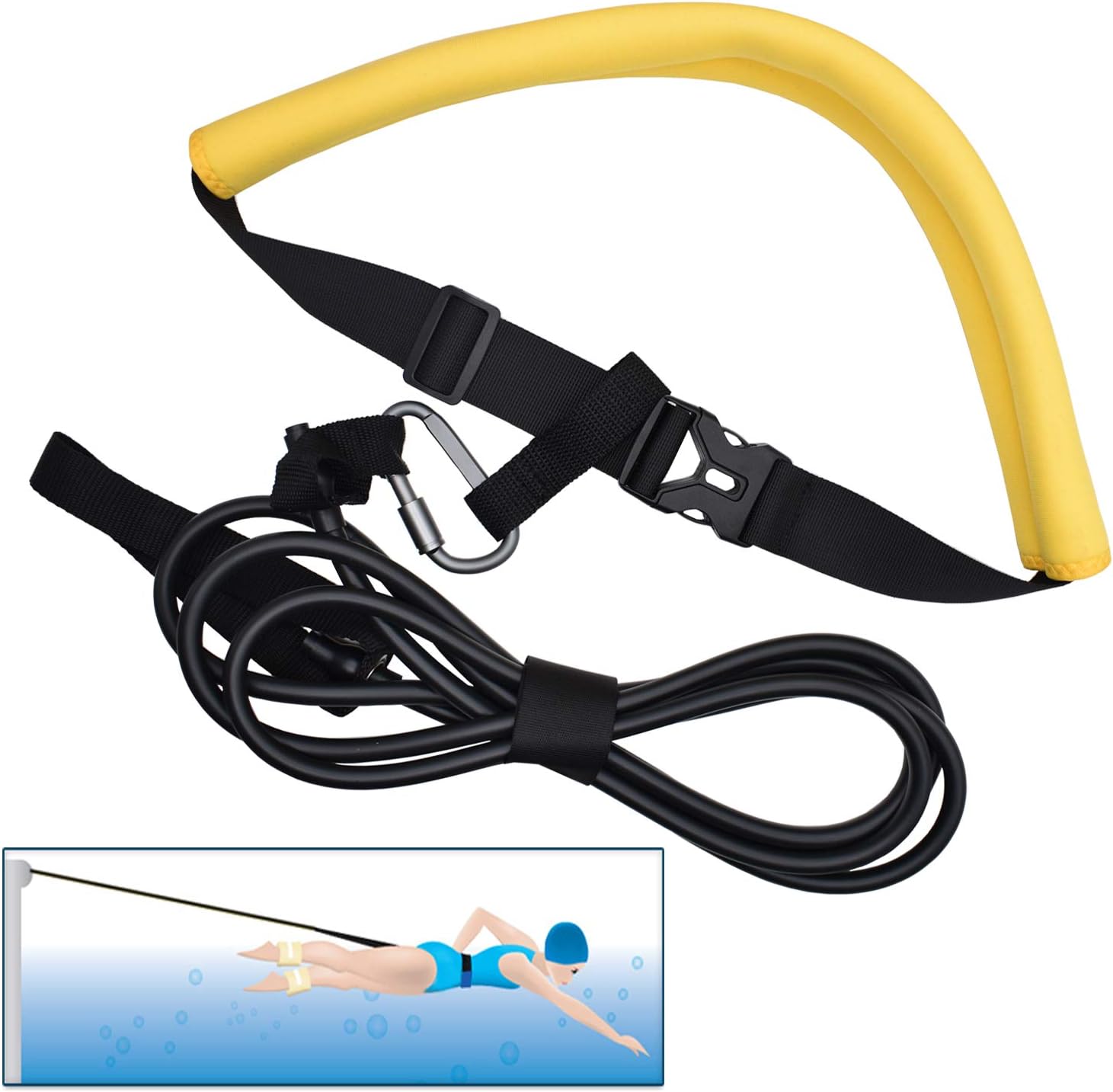 MEYFANCY Swim Tether Swim Belt Swimming Training Leash Swim Training Tether Stationary Swimming Resistance Rope for Adults Kids : Sports & Outdoors
