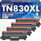 TN830 TN830XL 830XL Toner for Brother Printer DCP-L2640DW HL-L2460DW Replacement for Brother TN-830 XL/V/R TN 830 XL TN-830XL Cartridge MFC-L2820DW HL-L2405W HL-L2400D Printer High Yield 4 Pack Black