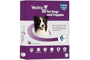 Vectra 3D for Dogs Flea, Tick & Mosquito Treatment & Prevention for Medium Dogs (21 – 55 lbs) , 6 month supply