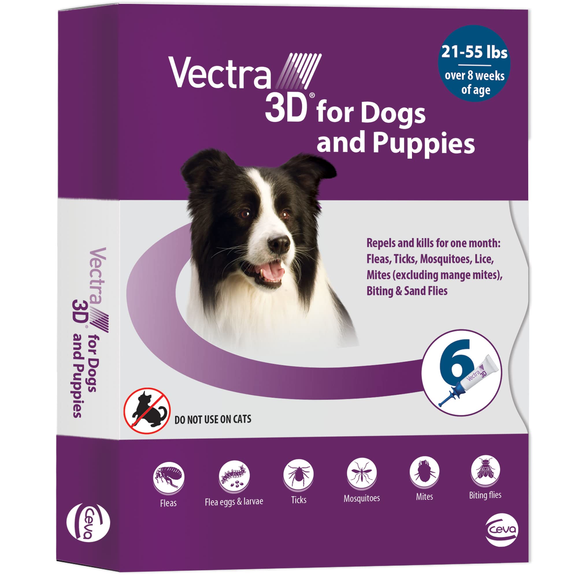 Vectra 3D for Dogs Flea, Tick & Mosquito Treatment & Prevention for Medium Dogs (21 – 55 lbs), 6 Month Supply (Pack of 12) Image