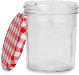 Maison & White Glass Jam Jars Set of 12 Wide Mouth 324ml Red Lids view 3