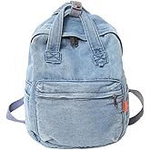 MaxxCloud Vintage Denim Laptop Backpack Casual Canvas Daypack Handbag Purse Lightweight Rucksack Shoulder Bag