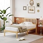 FDLOGW 14 in High Solid Bamboo Wood Twin XL Bed Frame with Headboard, Platform Twin XL Size Bed Frame, Heavy Duty, No Box Spring Needed, Nosie Free