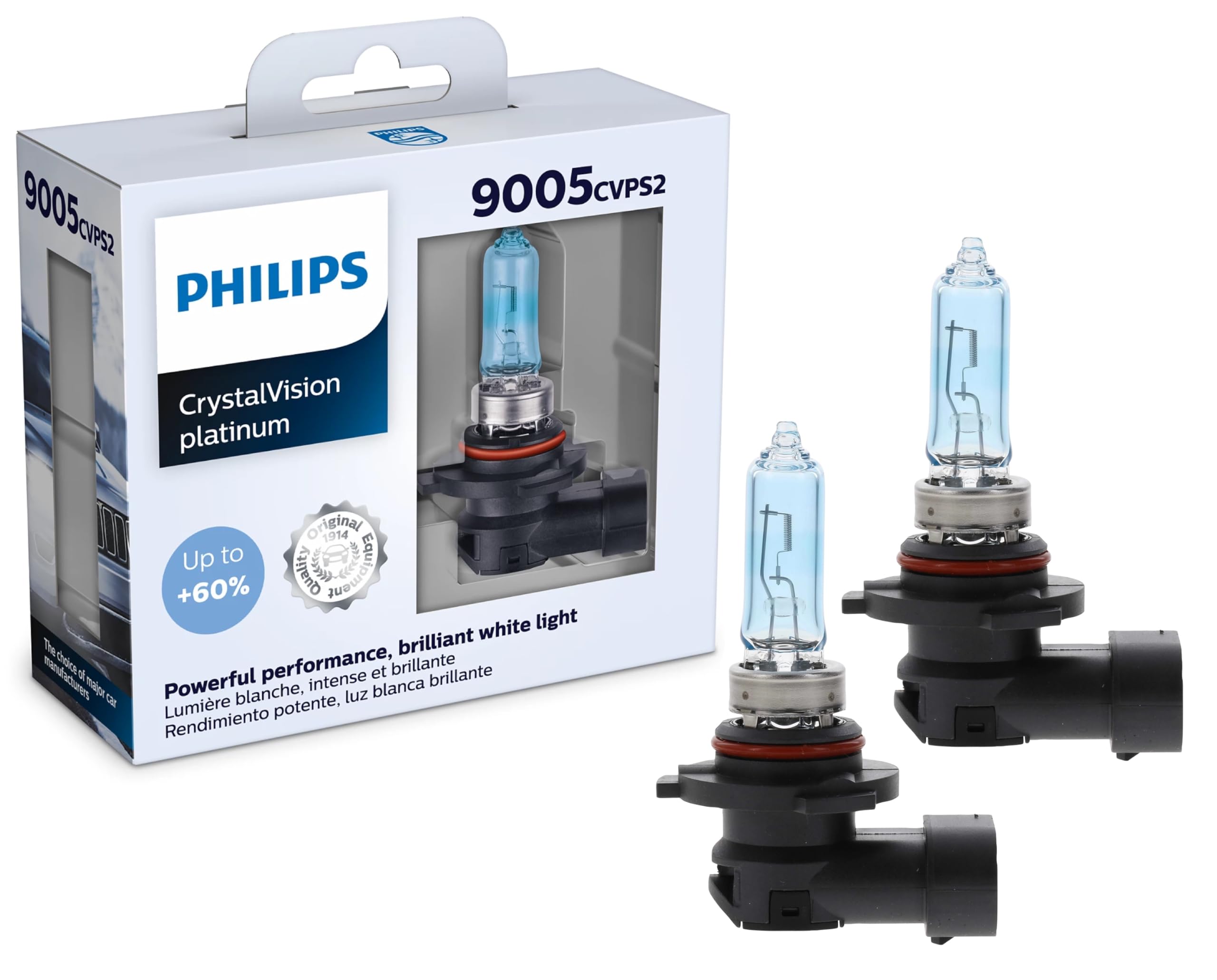 Photo 1 of Philips Automotive Lighting 9005 CrystalVision Platinum Superior Upgrade Automotive Replacement Bright White Headlight Bulb, Fits Select High Beam, Low Beam, Fog Positions (2 Pack)
