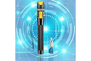 FYBOPTWU - 1pc 50km Visual Fault Locator VFL Fiber Tester Visual Fault Locator Fiber Optic Cable Tester with 1pcs Singlemode 9/125um FC Male to LC Female Adapter, Yellow Switch