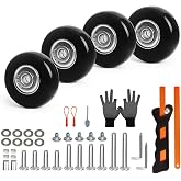 Suitcase Wheels Replacement Kit 4PC Diameter 1.8in/45mm Thick 0.7in/18mm PU Wheels with Ball Bearing 3 Size Axles Full Set Repair Tool for Luggage Trolley Bag Draw-bar Travel Box
