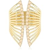 LAYWAF Rhinestone Butterfly Rings for Women, Cubic Zirconia Fake Diamond Adjustable Thumb Ring, Chunky Vintage Gemstone Rings, Available in Gold Plated and Silver Plated