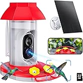 Hummingbird Feeder with Camera Solar Powered W/32G Card, AI Identify Bird Species, Ant Moat/Bee Proof, Hummingbird Cam Watching Live Video, Instant Notifications, Ideal Present for Bird Lovers