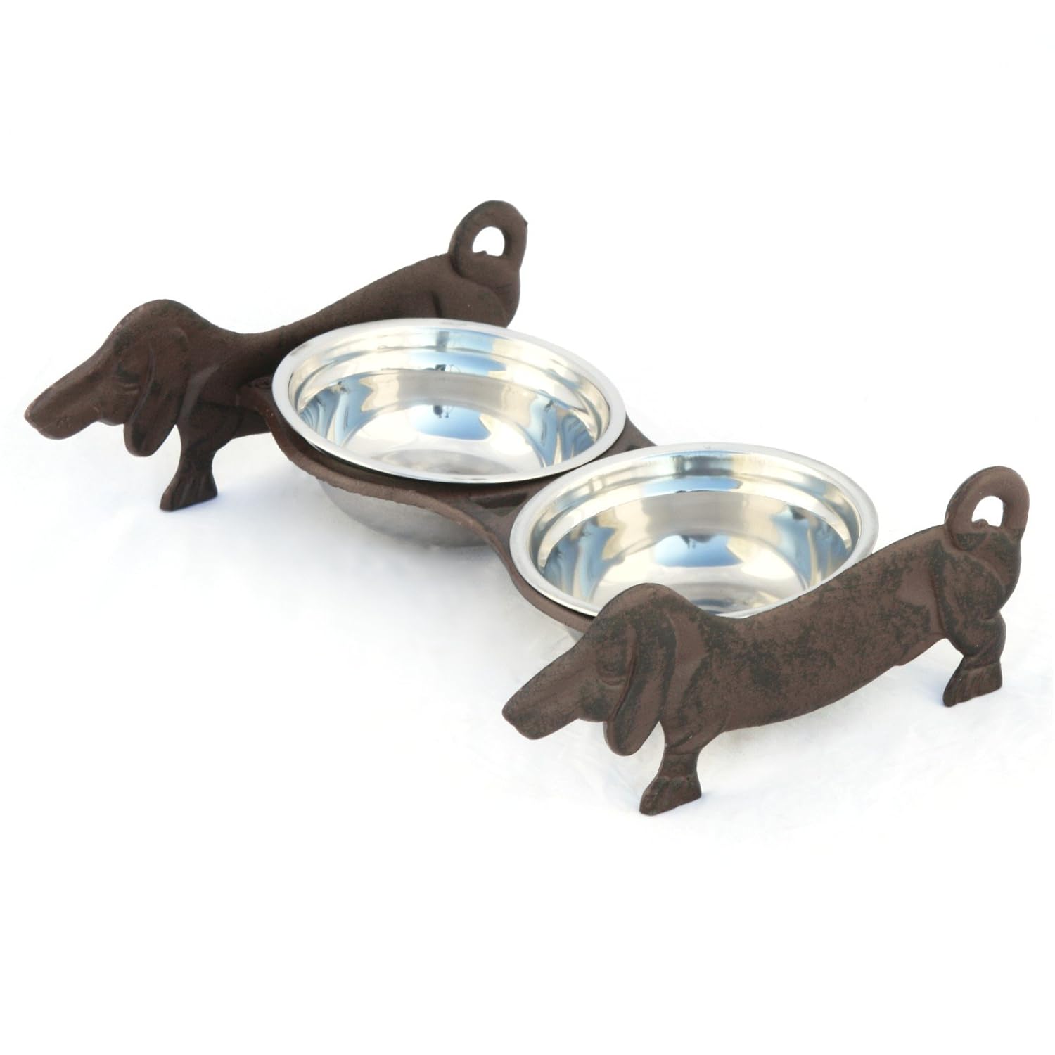 Double Cast Iron Dog Bowl Stainless Steel Dachshund Dog Bowl Holder