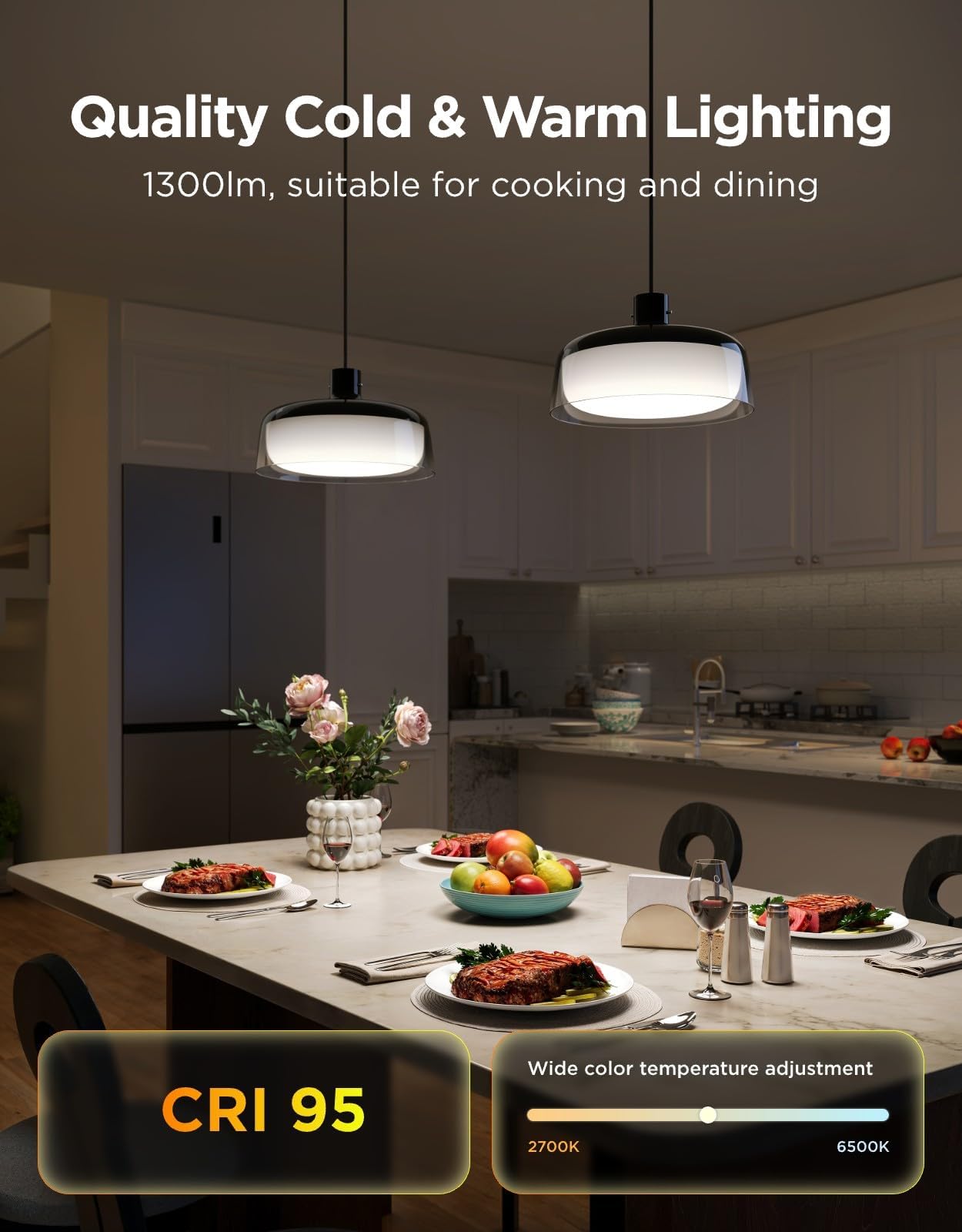 Govee Pendant Light for Kitchen Island, Three-Layer RGBIC Smart Lighting, Matter Compatible, 1300LM 2700K-6500K Dimmable Black Hanging Light Fixture Works with Alexa, Adjustable Height for Dining Room
