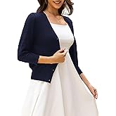 LIENRIDY Women's 3/4 Sleeve Cropped Cardigan Sweaters Button Down Bolero Shrugs for Dresses, S-XL
