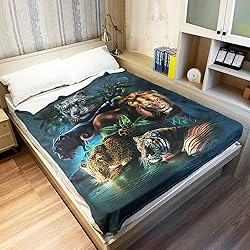 HommomH 60"x80" Jungle Animals Blanket Soft Fluffy