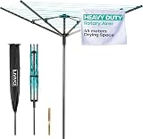 LIVIVO 4 Arm Rotary Washing Line 45M Outdoor Clothes Dryer - Turquoise