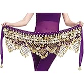 Aivtalk Women Belly Dance Hip Scarf with Coins Velvet Belly Dance Belt 320 Coins