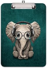 Hnogri A4 Clipboard Plastic Clip Board Low-Profile Elephant Design