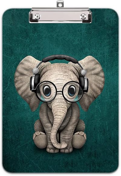 Hnogri A4 Clipboard Plastic Clip Board Low-Profile Elephant Design