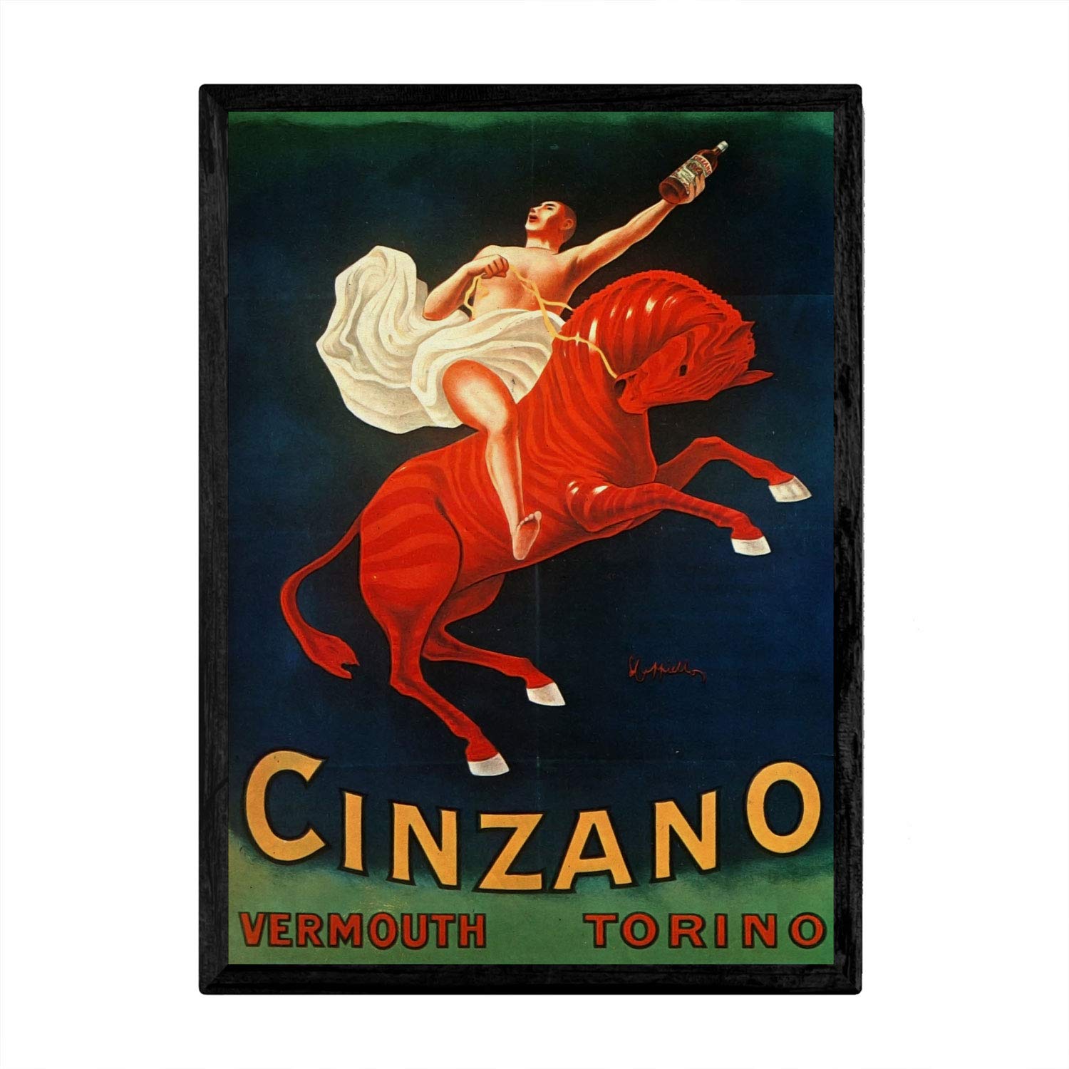 Nacnic Vintage Poster Cinzano. Sheets for interior decorating with vintage and antique advertising images. Paintings retro decor. A4 size