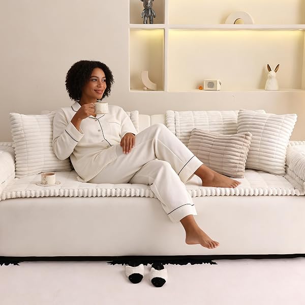 NESTLYMOLY COUCH COVER FOR SOFA, SECTIONAL COUCH COVER FOR DOGS, SOFA COVER WASHABLE, CUSHION COVER BLANKET PAD BED MAT FOR PETS, FLEECE FURNITURE PROTECTOR, WHITE, 23.6X23.6IN