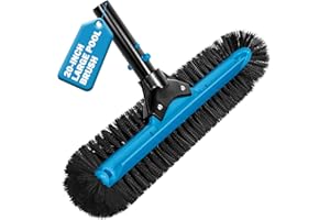 WXFANA 20" Wide Pool Brush Head, Heavy Duty Pool Cleaning Brush with 12-Rows Soft Bristles, Inground/Above Ground Pool Brushes with Curved Ends, Safe for Vinyl Liner