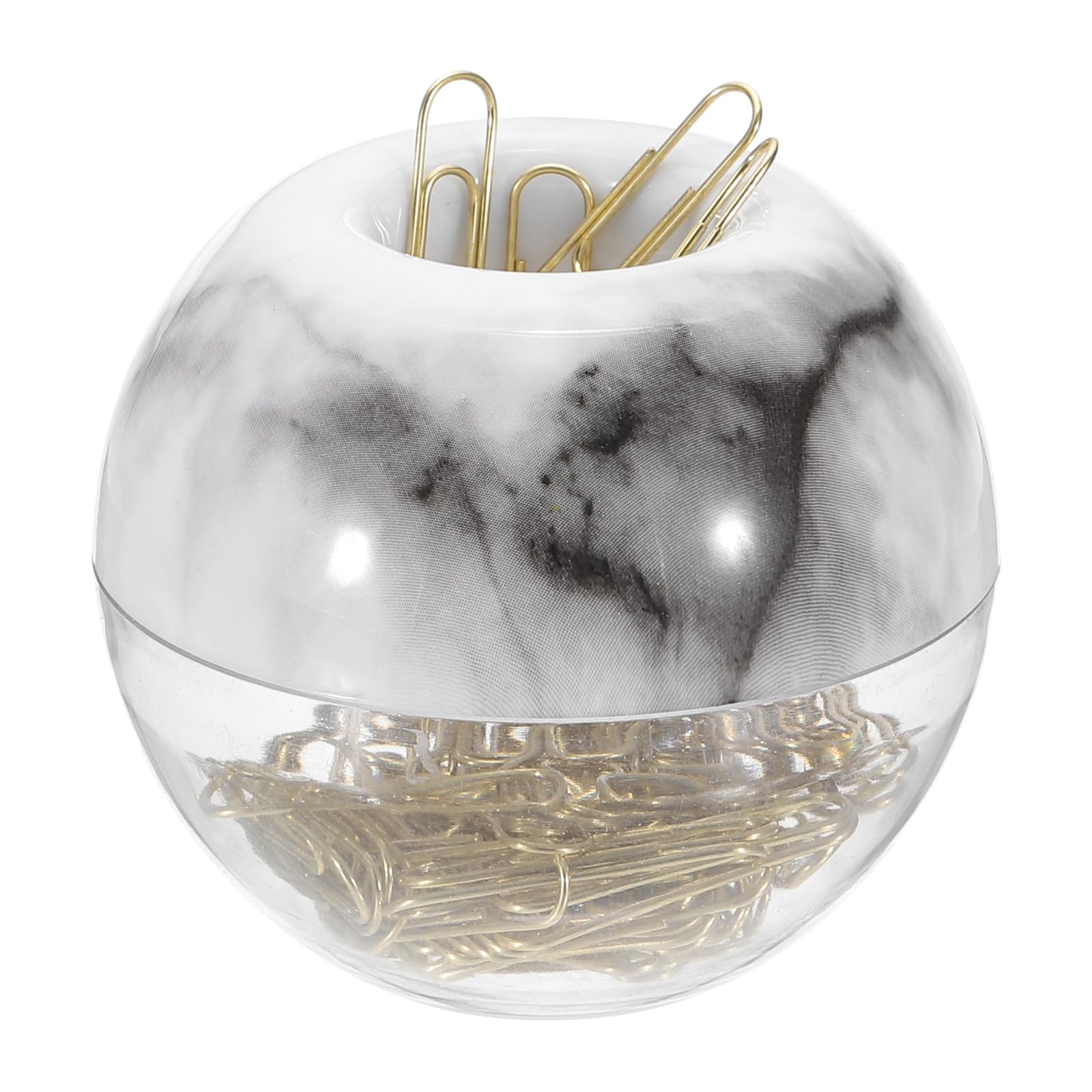 PATIKIL Magnetic Paper Clip Holder Dispenser, Large Capacity Magnetic Top Round Paper Clip Organizers with 100 Clip for Desk Supplies, Office, Marble