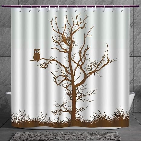 Polyester Shower Curtain 2 0 Owls Home Decor Cross Eyed Owl On