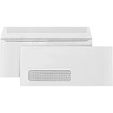 500 Number 10 Single Window Envelopes - Thick Gummed Seal - Designed for Secure Mailing of Quickbooks Checks, Invoices, Business Statements, Personal Letters - 4 1/8 x 9 1/2