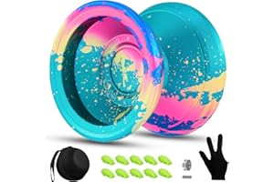 Hksod C2 Yoyo Professional , Beginners and Adults, Dual Function yoyos, Metal Yoyo with Bag, Gloves, 10 Yo-Yo Strings and Responsive Bearings Kit - Colorful